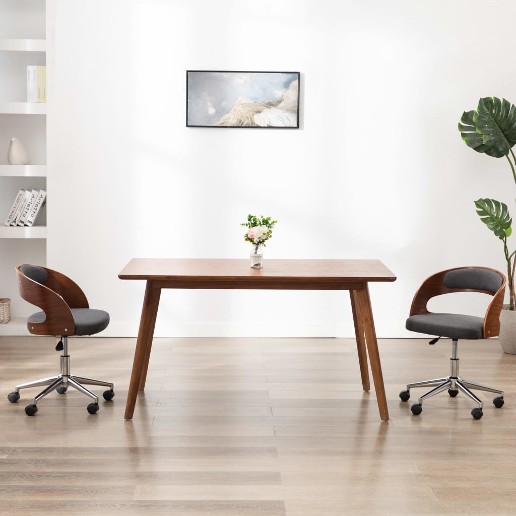 Eetkamerstoelen 2 st draaibaar gebogen hout en stof grijs is nu te koop bij PeponiXL, paradijselijk wonen!