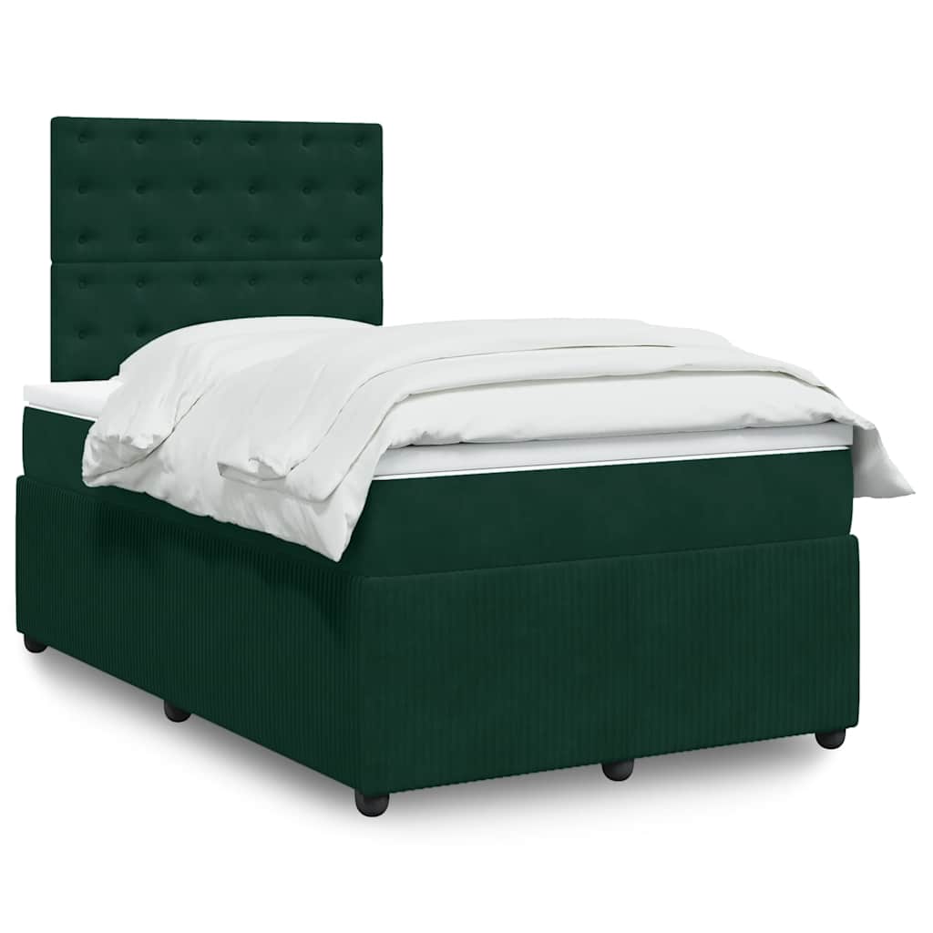 Boxspring met matras fluweel donkergroen 120x200 cm is nu te koop bij PeponiXL, paradijselijk wonen!
