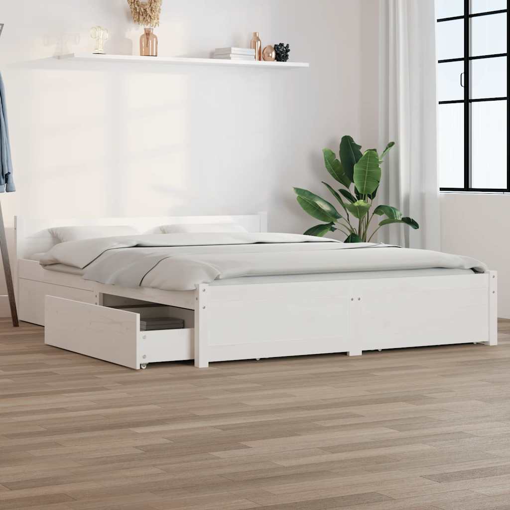 Bedframe met lades wit 120x200 cm is nu te koop bij PeponiXL, paradijselijk wonen!