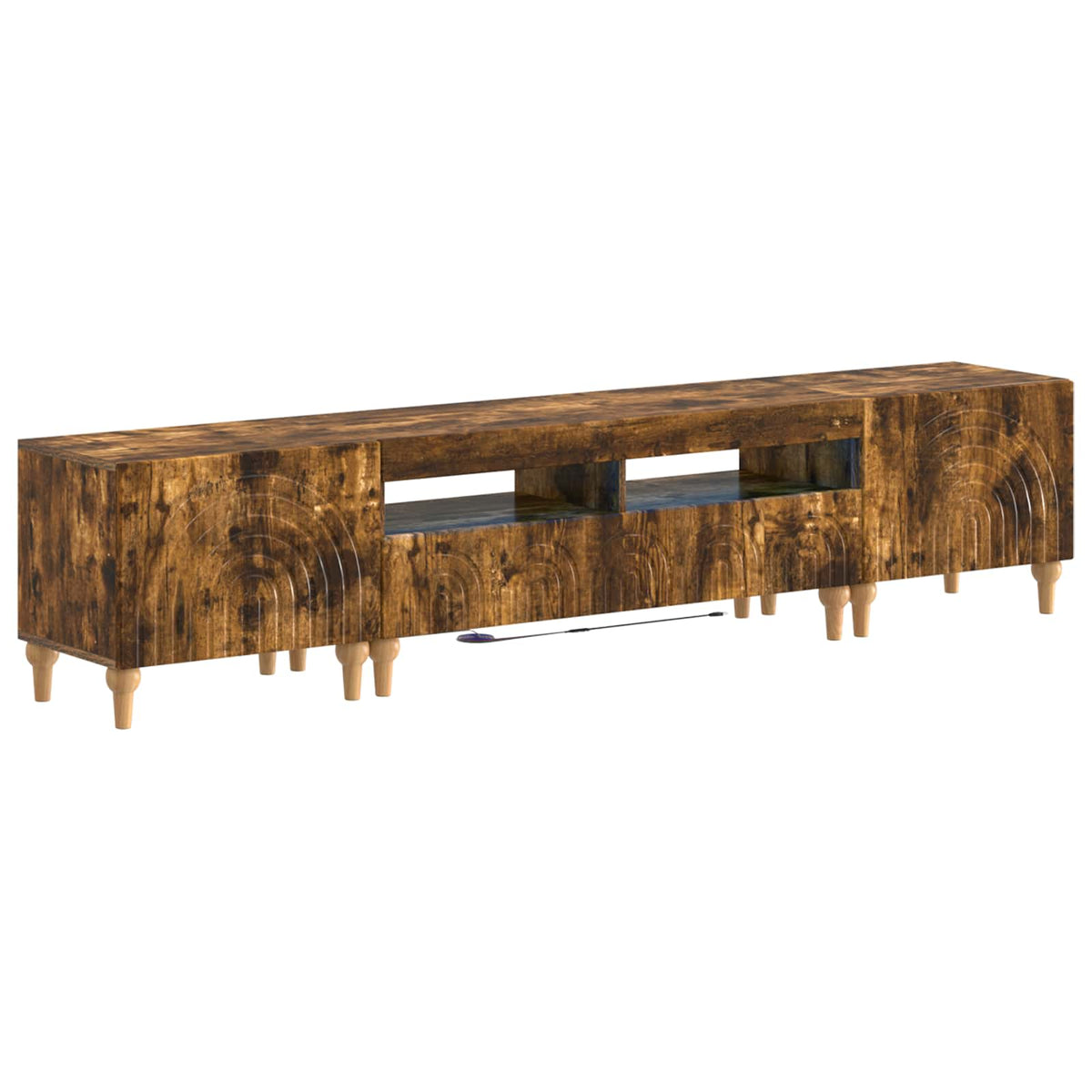 3-delige LED TV-kast Gerookt eiken Bewerkt hout is nu te koop bij PeponiXL, paradijselijk wonen!