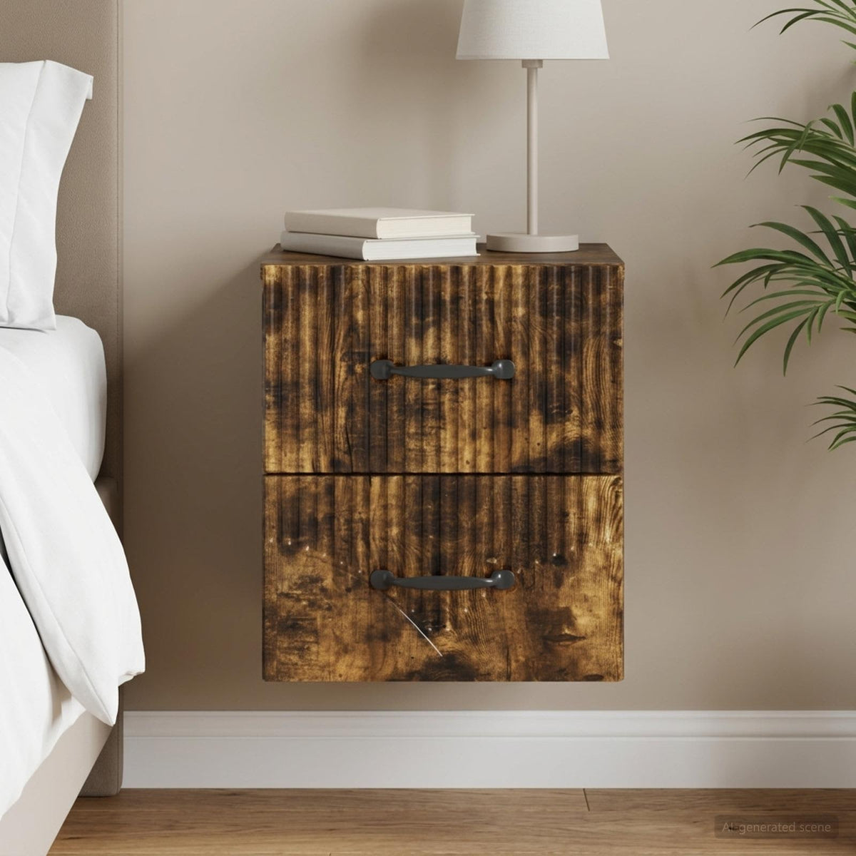 Wandbeugel Bedkast Gerookt eiken 34,5 x 33 x 40 cm Bewerkt hout is nu te koop bij PeponiXL, paradijselijk wonen!