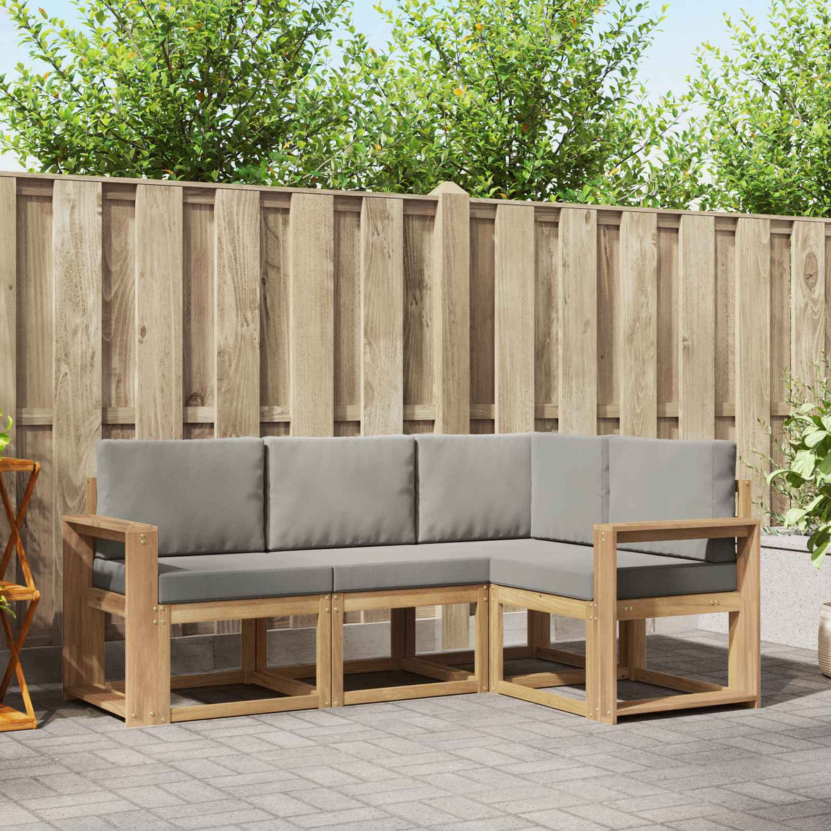Buiten bankenset 4 pcs Wit en Lichtgrijs 191,5 x 132,5 x 73 cm is nu te koop bij PeponiXL, paradijselijk wonen!