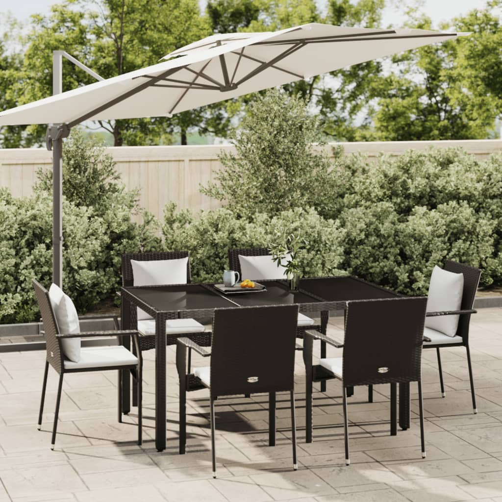 7-delige Tuinset met kussens poly rattan zwart is nu te koop bij PeponiXL, paradijselijk wonen!