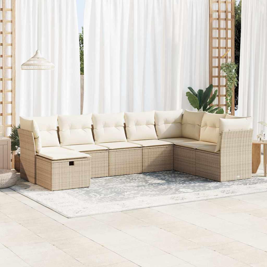8-delige Loungeset met kussens poly rattan beige is nu te koop bij PeponiXL, paradijselijk wonen!