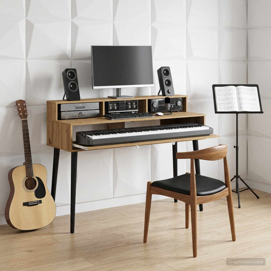 Studiebureau Artisanaal eiken 130 x 42,5 x 36 cm Bewerkt hout is nu te koop bij PeponiXL, paradijselijk wonen!