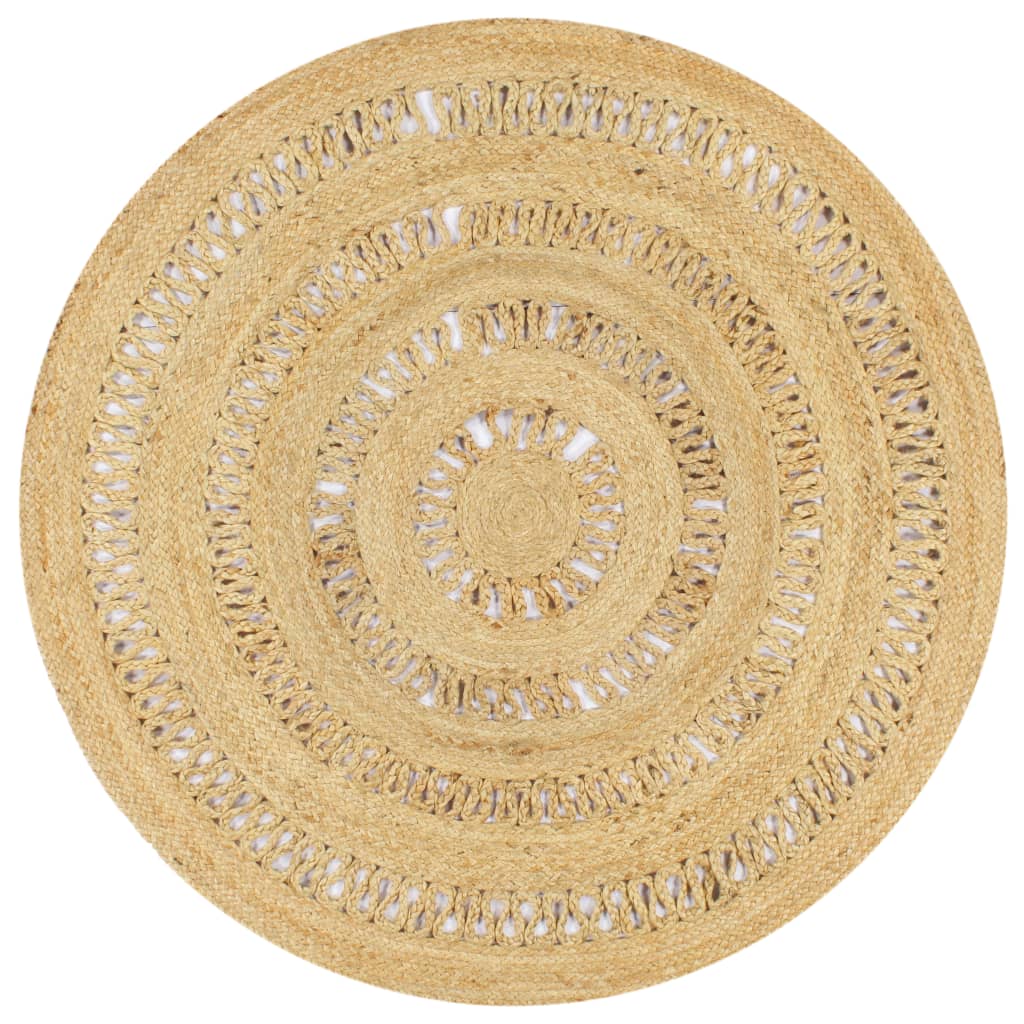 Vloerkleed handgemaakt 120 cm gevlochten jute is nu te koop bij PeponiXL, paradijselijk wonen!