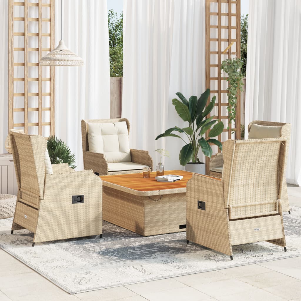 5-delige Loungeset met kussens poly rattan beige is nu te koop bij PeponiXL, paradijselijk wonen!