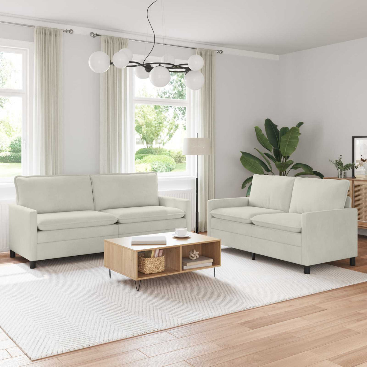 Bankstel 2 pcs Crèmekleurig Fluweel is nu te koop bij PeponiXL, paradijselijk wonen!