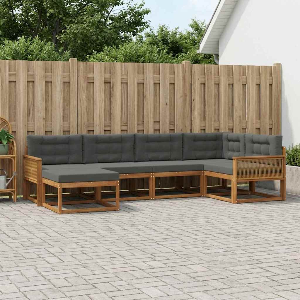 Buiten bankenset met kussen 6 pcs Natuurlijk en Antraciet is nu te koop bij PeponiXL, paradijselijk wonen!