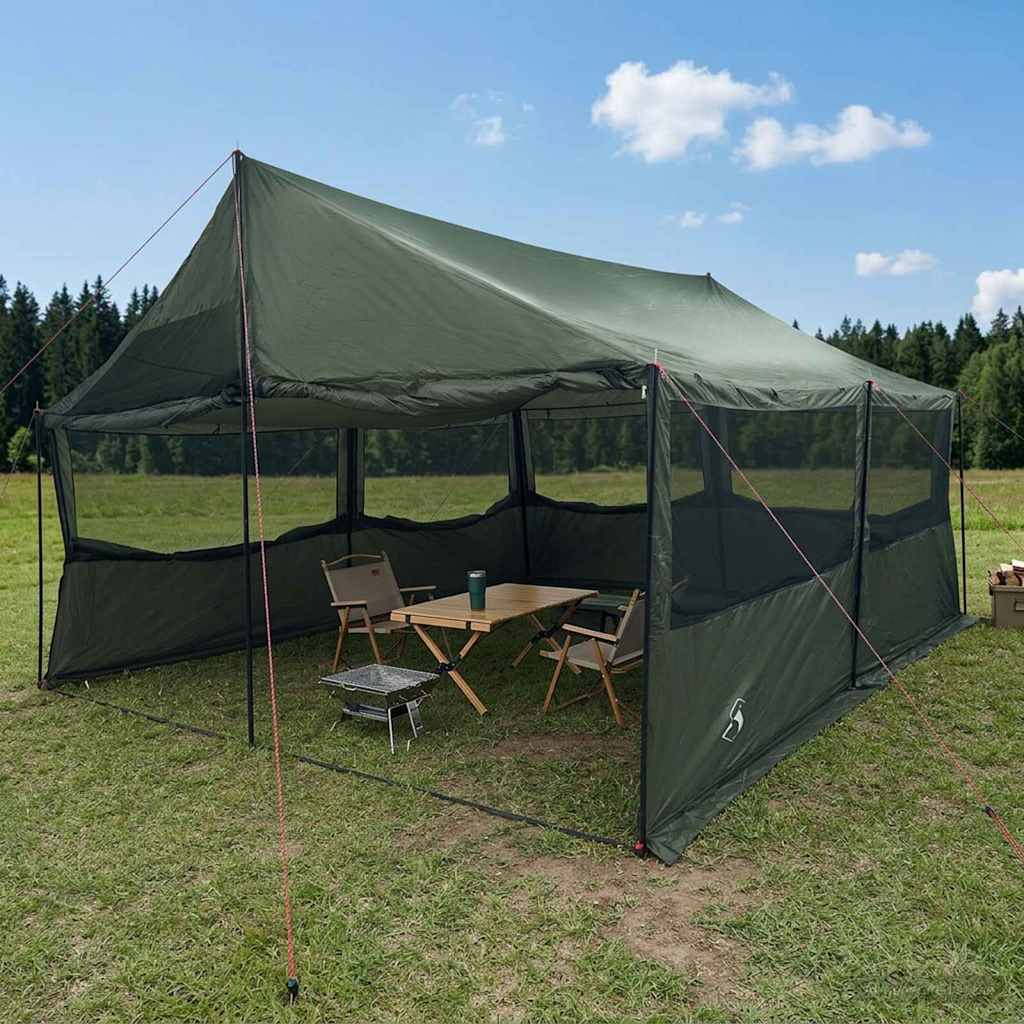 Gezinstent Leger groen 600 x 400 x 268 cm Polyester en staal is nu te koop bij PeponiXL, paradijselijk wonen!