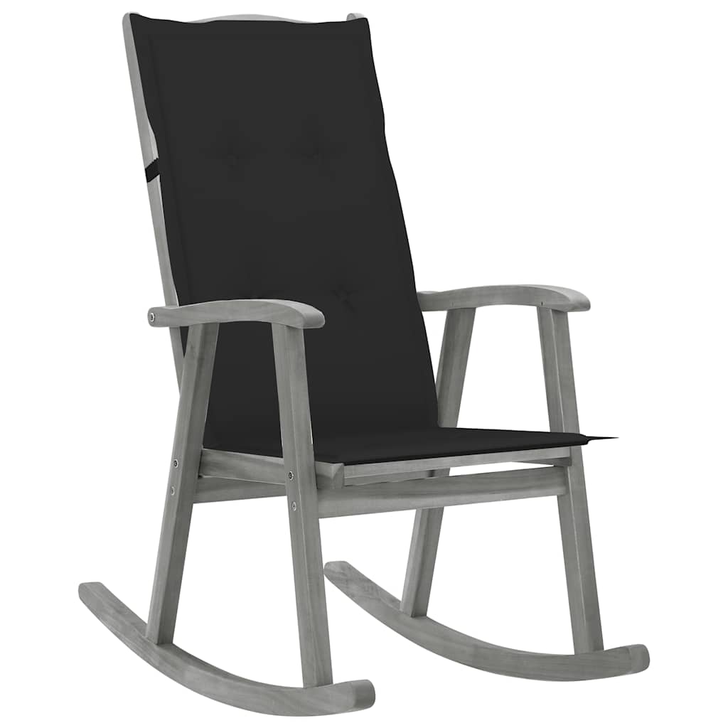 Schommelstoel met kussens massief acaciahout grijs is nu te koop bij PeponiXL, paradijselijk wonen!