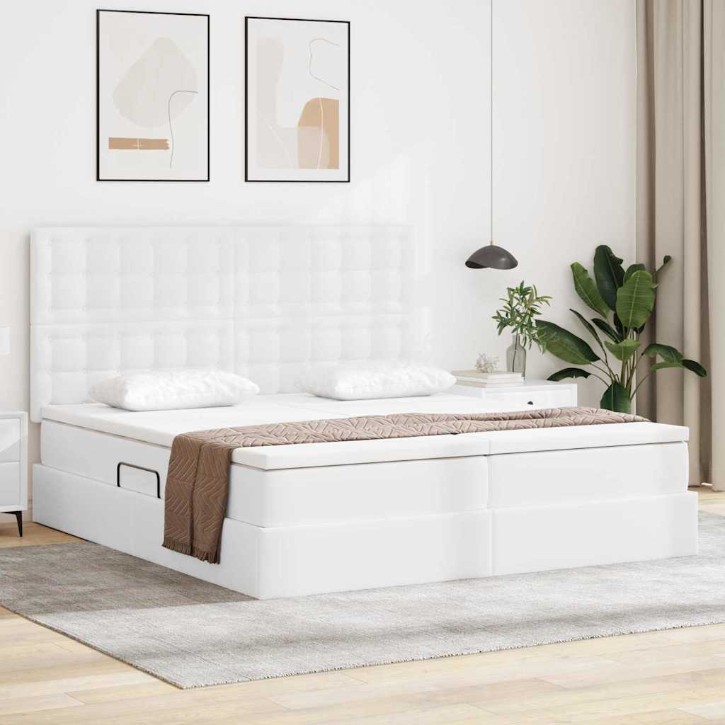 Opbergbed met LED met opslag Puur Wit 200 x 200 cm Kunstleer is nu te koop bij PeponiXL, paradijselijk wonen!