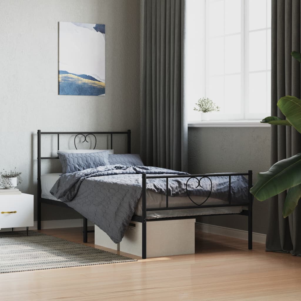 Bedframe met hoofd- en voeteneinde metaal zwart 80x200 cm is nu te koop bij PeponiXL, paradijselijk wonen!