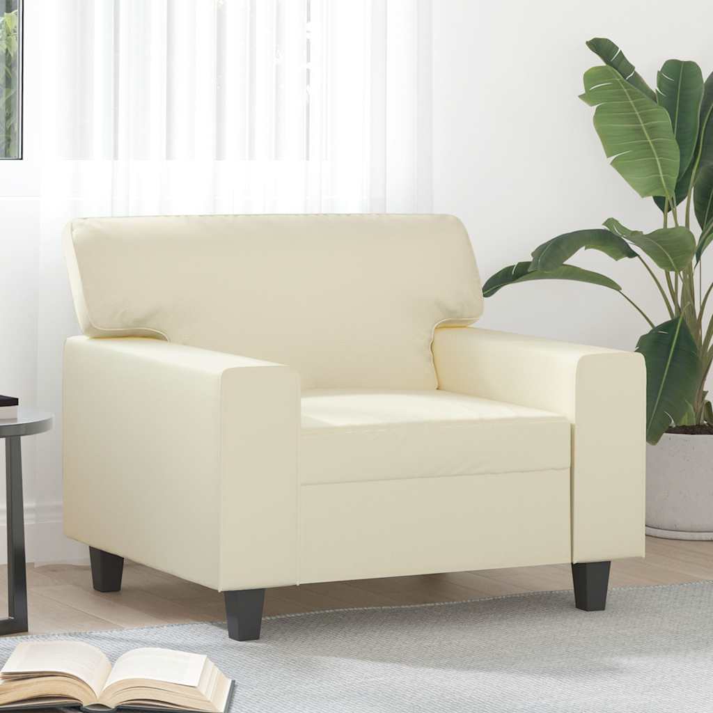 Fauteuil 60 cm kunstleer crèmekleurig is nu te koop bij PeponiXL, paradijselijk wonen!