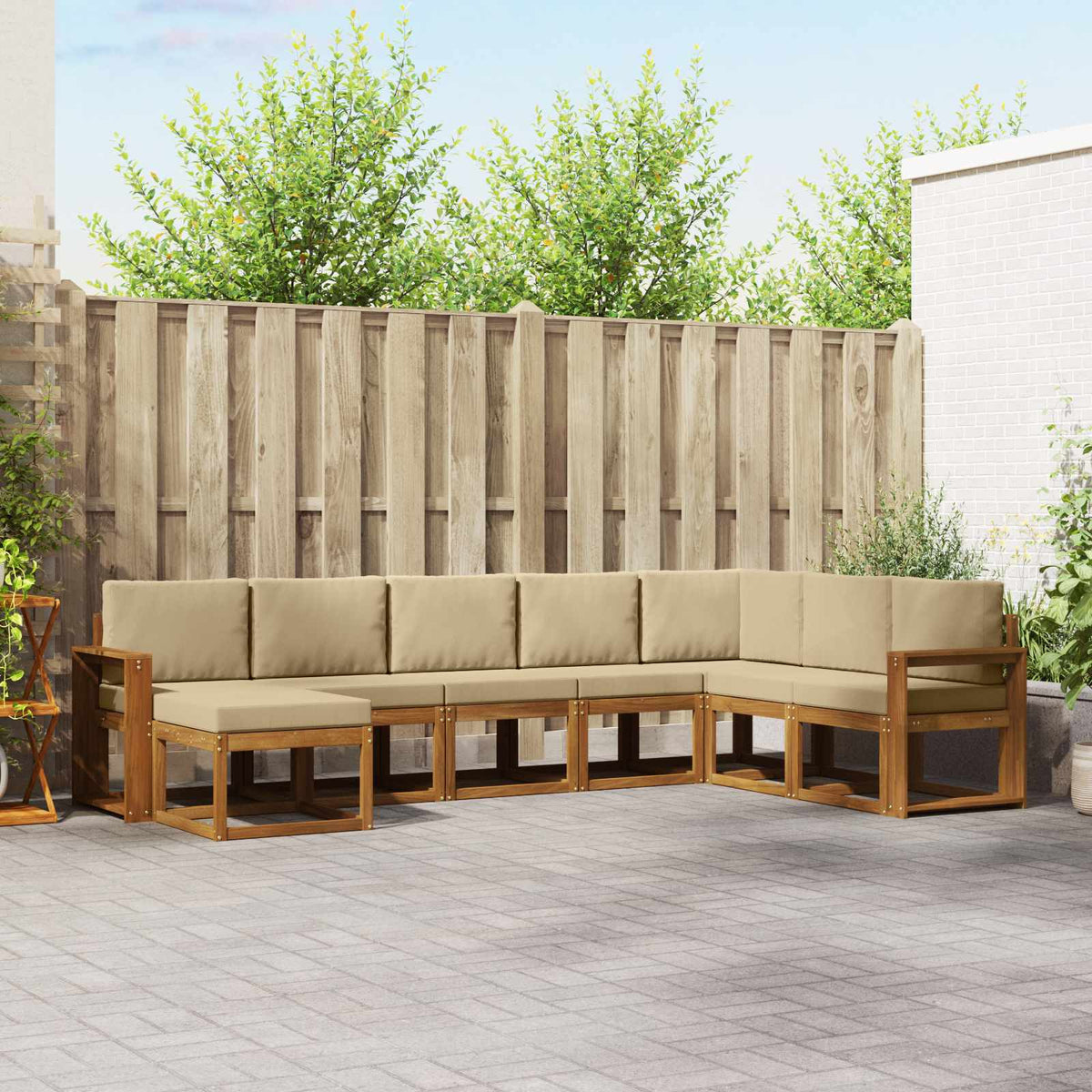 Buiten bankenset met kussen 8 pcs Natuurlijk en Beige is nu te koop bij PeponiXL, paradijselijk wonen!