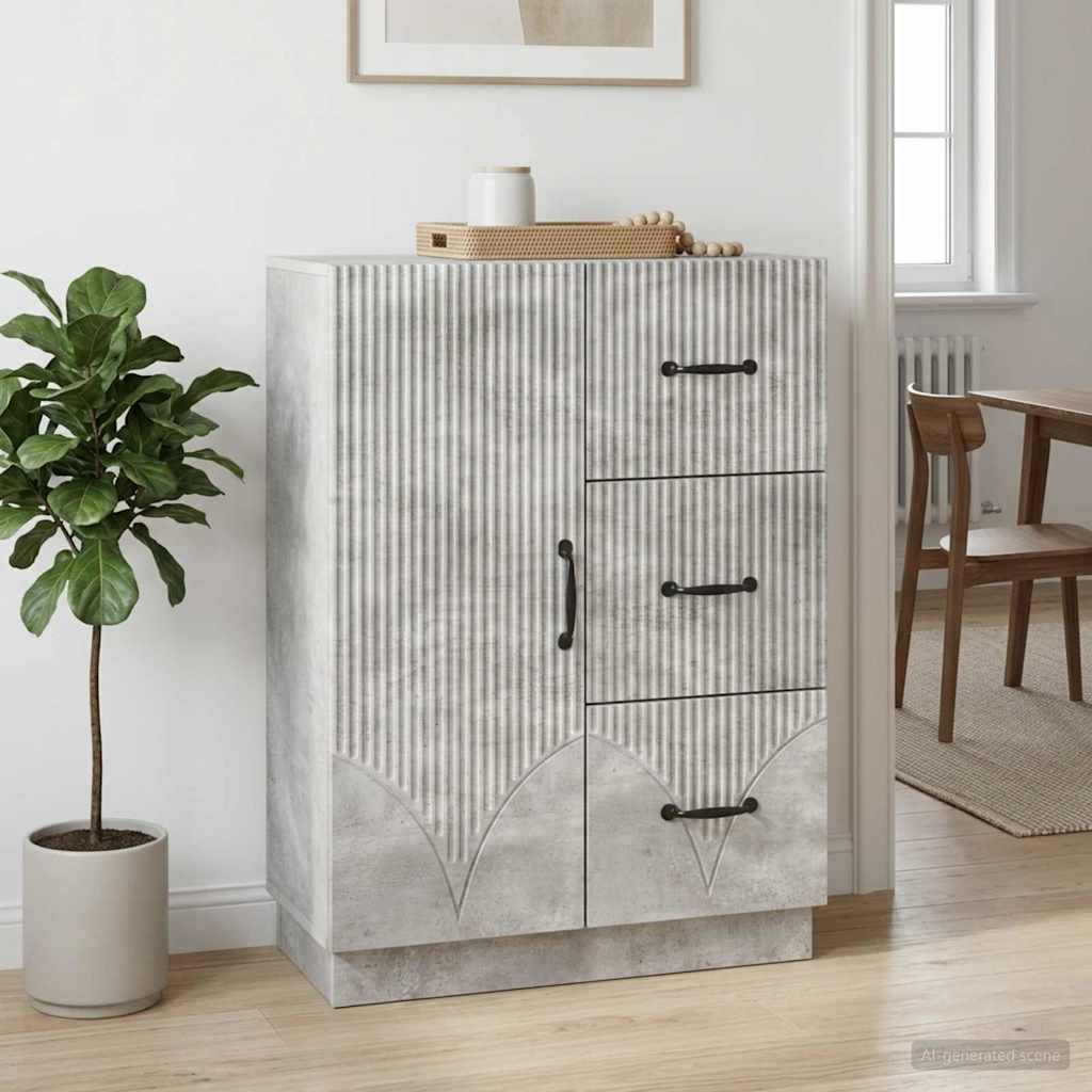Dressoir met lade Betongrijs 66 x 34,5 x 87 cm Bewerkt hout is nu te koop bij PeponiXL, paradijselijk wonen!