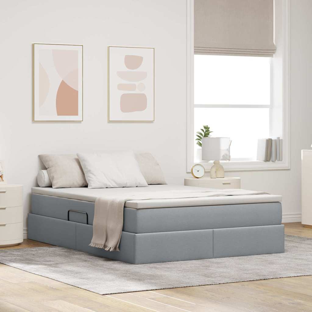 Opslag bed met matras Lichtgrijs 140 x 200 cm Polyester is nu te koop bij PeponiXL, paradijselijk wonen!