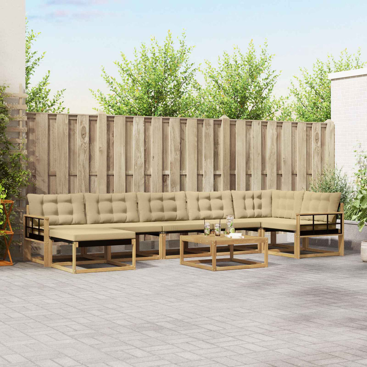Buiten bankenset 8 pcs Wit en Beige 79 x 79 x 37 cm is nu te koop bij PeponiXL, paradijselijk wonen!