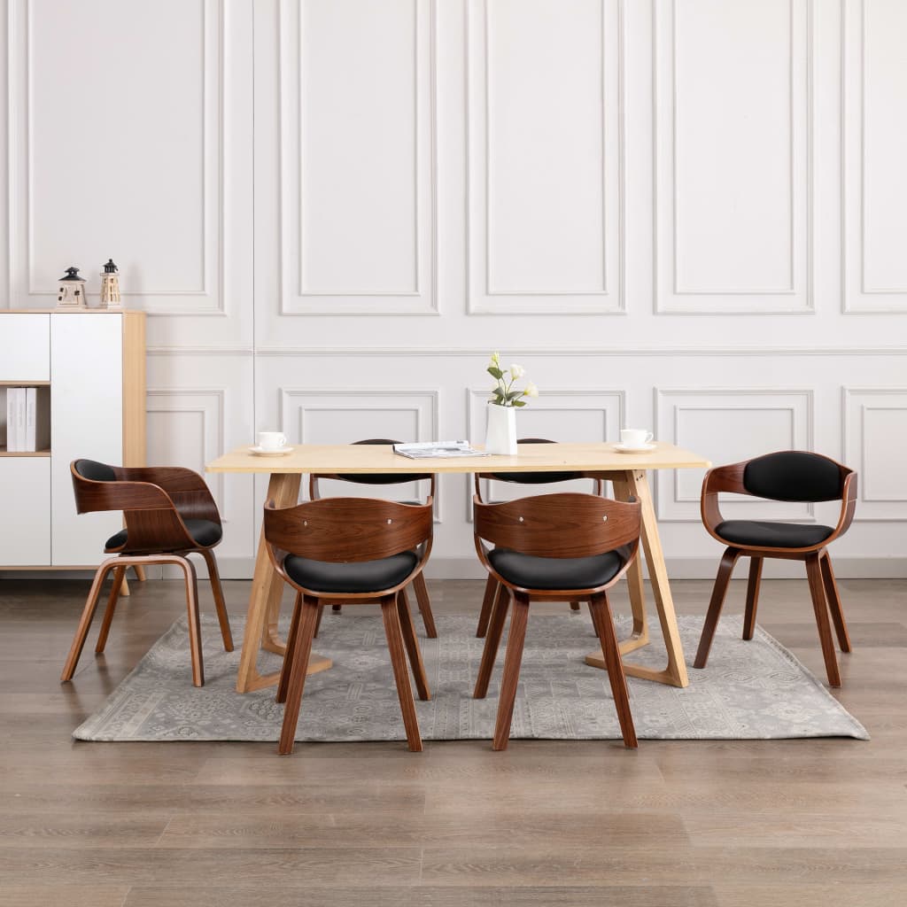 Eetkamerstoelen 6 st gebogen hout en kunstleer is nu te koop bij PeponiXL, paradijselijk wonen!