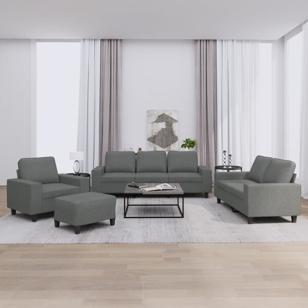 4-delige Loungeset stof donkergrijs is nu te koop bij PeponiXL, paradijselijk wonen!