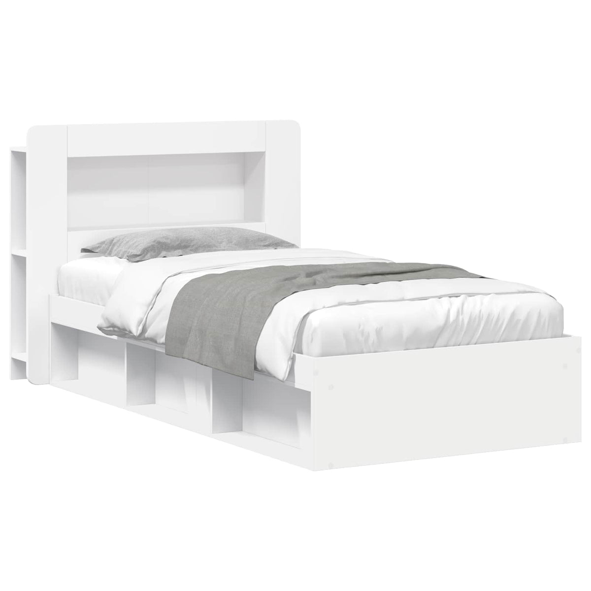 Bedframe met opslag met hoofdeinde Wit 80 x 200 cm Bewerkt hout is nu te koop bij PeponiXL, paradijselijk wonen!