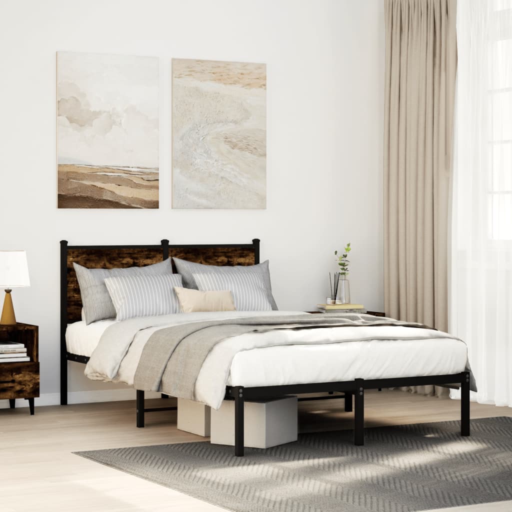 Bedframe zonder matras metaal gerookt eikenkleurig 120x200 cm is nu te koop bij PeponiXL, paradijselijk wonen!