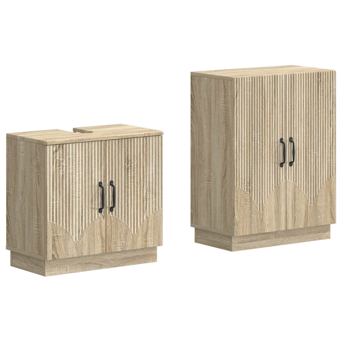 2-delige Badkamerkast Set HOORN Sonoma Eiken Bewerkt hout is nu te koop bij PeponiXL, paradijselijk wonen!