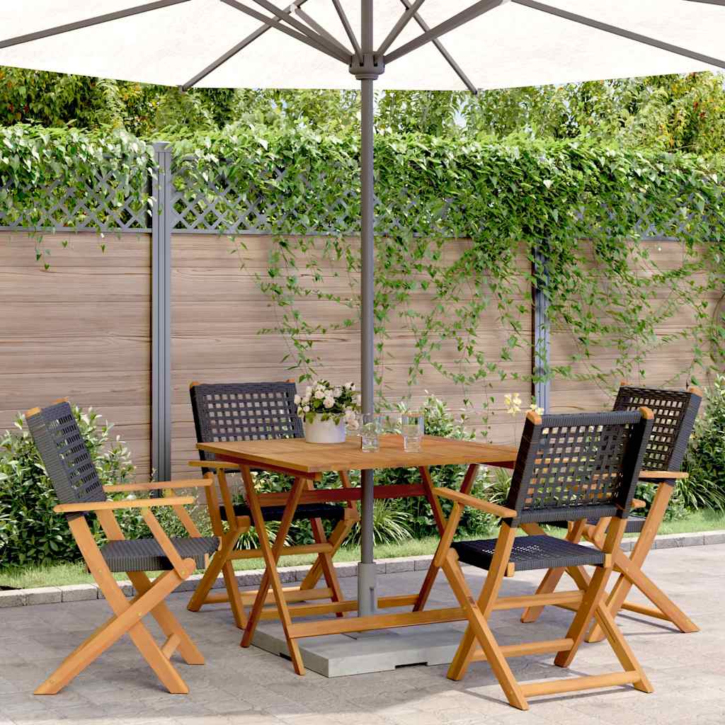 5-delige Tuinset poly rattan en massief hout zwart is nu te koop bij PeponiXL, paradijselijk wonen!