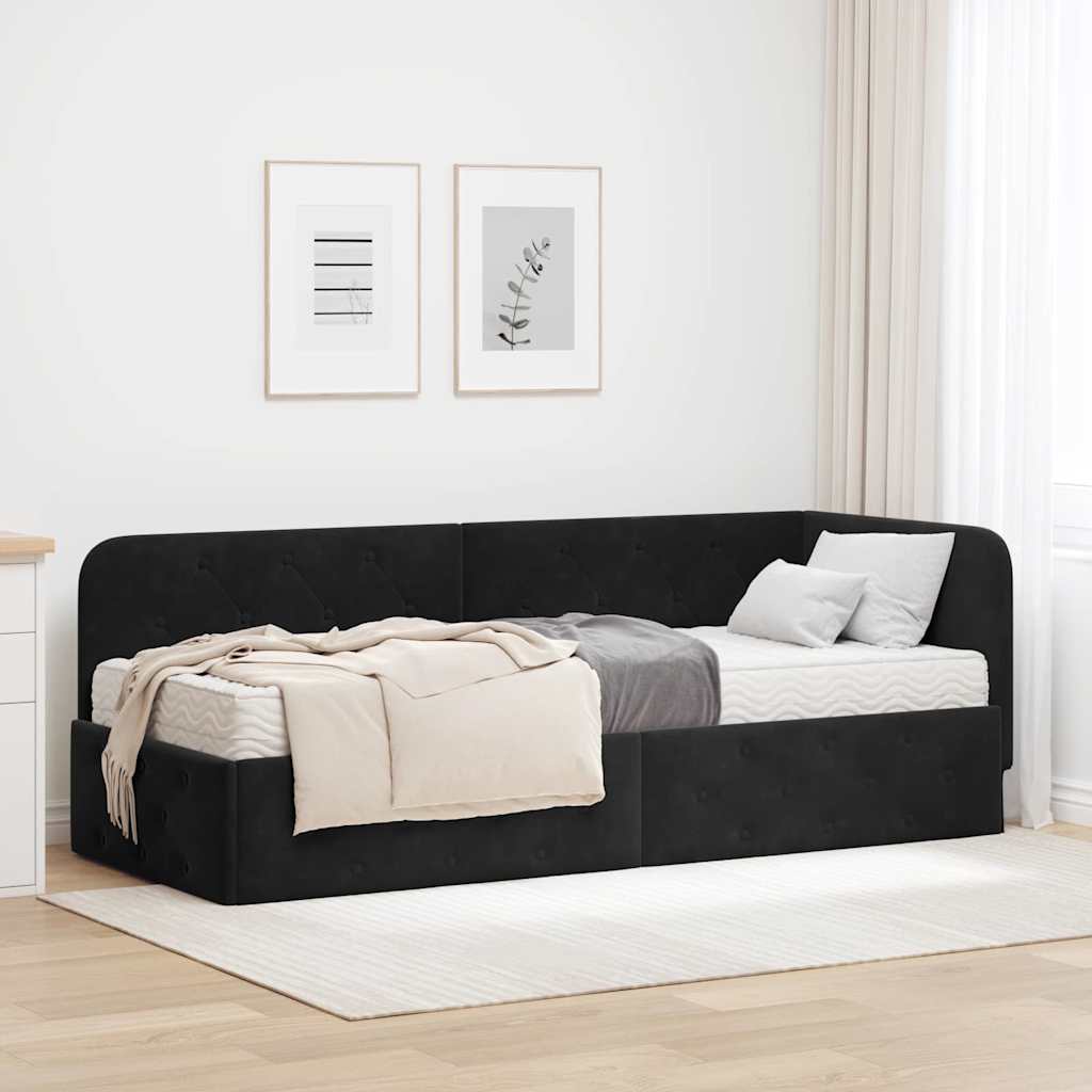 Hoekbedframe Zwart 80 x 200 cm Fluweel is nu te koop bij PeponiXL, paradijselijk wonen!
