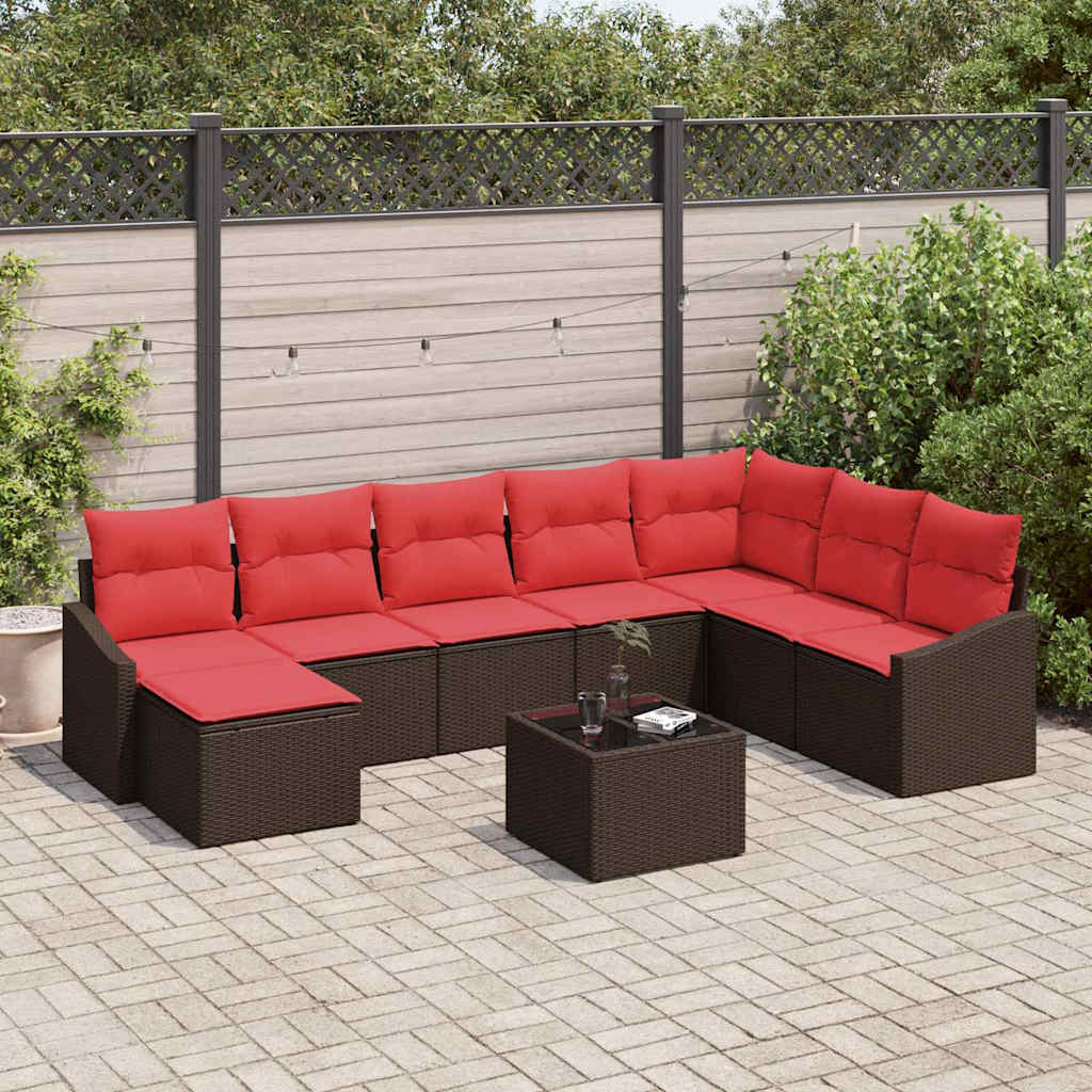 Bankstel 9 st Bruin poly rattan is nu te koop bij PeponiXL, paradijselijk wonen!