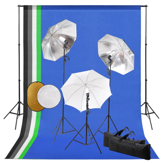 Fotostudioset met lampen, paraplu's, achtergrond en reflector is nu te koop bij PeponiXL, paradijselijk wonen!