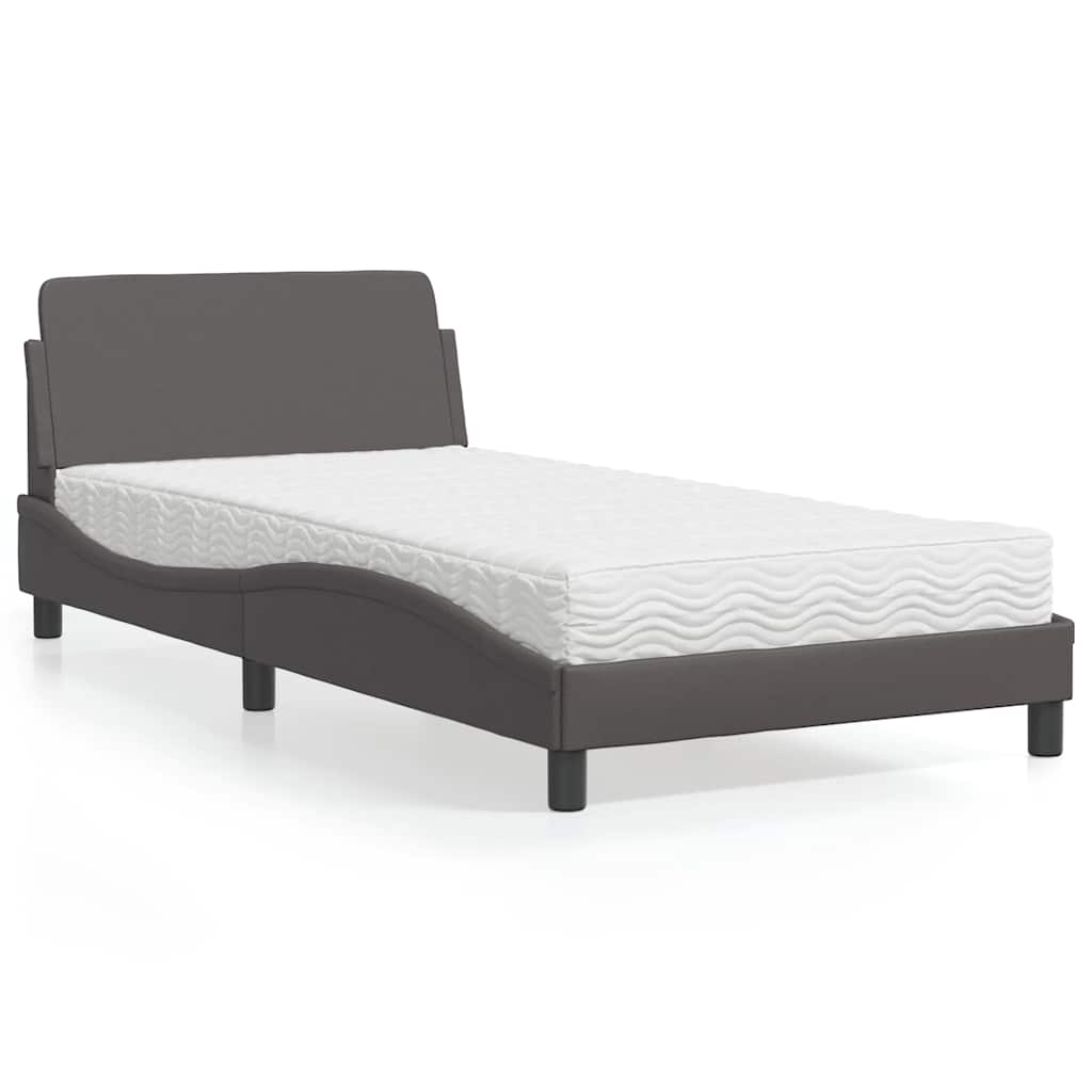 Bed met matras "Dover" kunstleer grijs 100x200 cm is nu te koop bij PeponiXL, paradijselijk wonen!