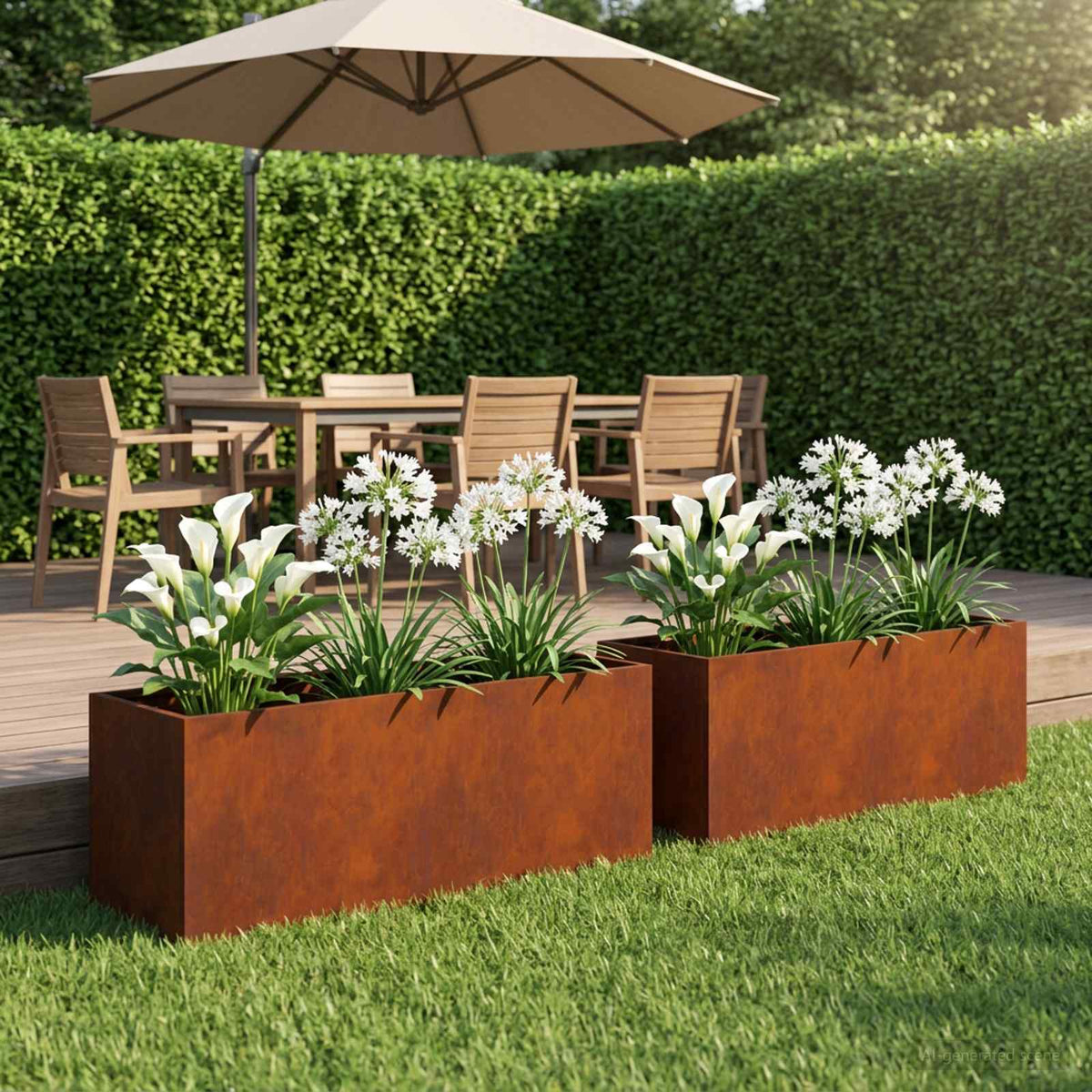 Plantenbak 2 st Roestkleurig 100 x 30 x 30 cm weervast staal is nu te koop bij PeponiXL, paradijselijk wonen!