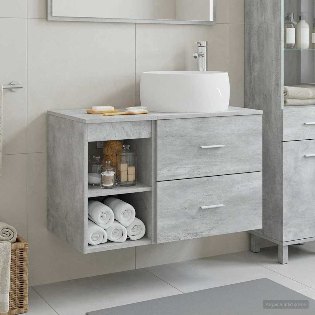 Badkamermeubelset 2 pcs Betongrijs Bewerkt hout is nu te koop bij PeponiXL, paradijselijk wonen!