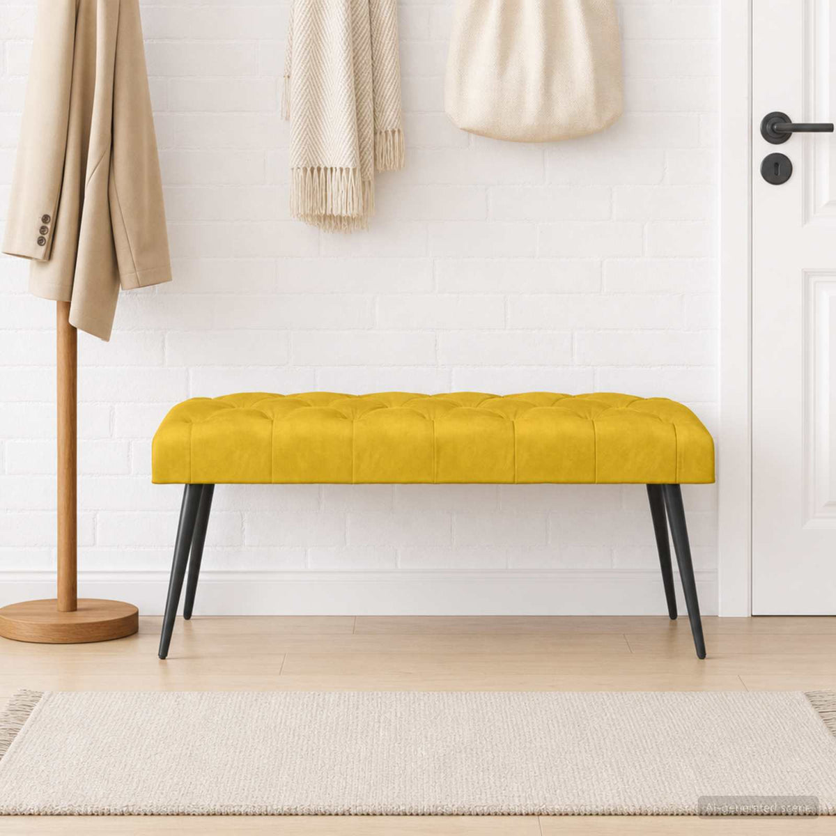 Bank met knoopverstelling Geel 110 x 40 x 46 cm Fluweel is nu te koop bij PeponiXL, paradijselijk wonen!