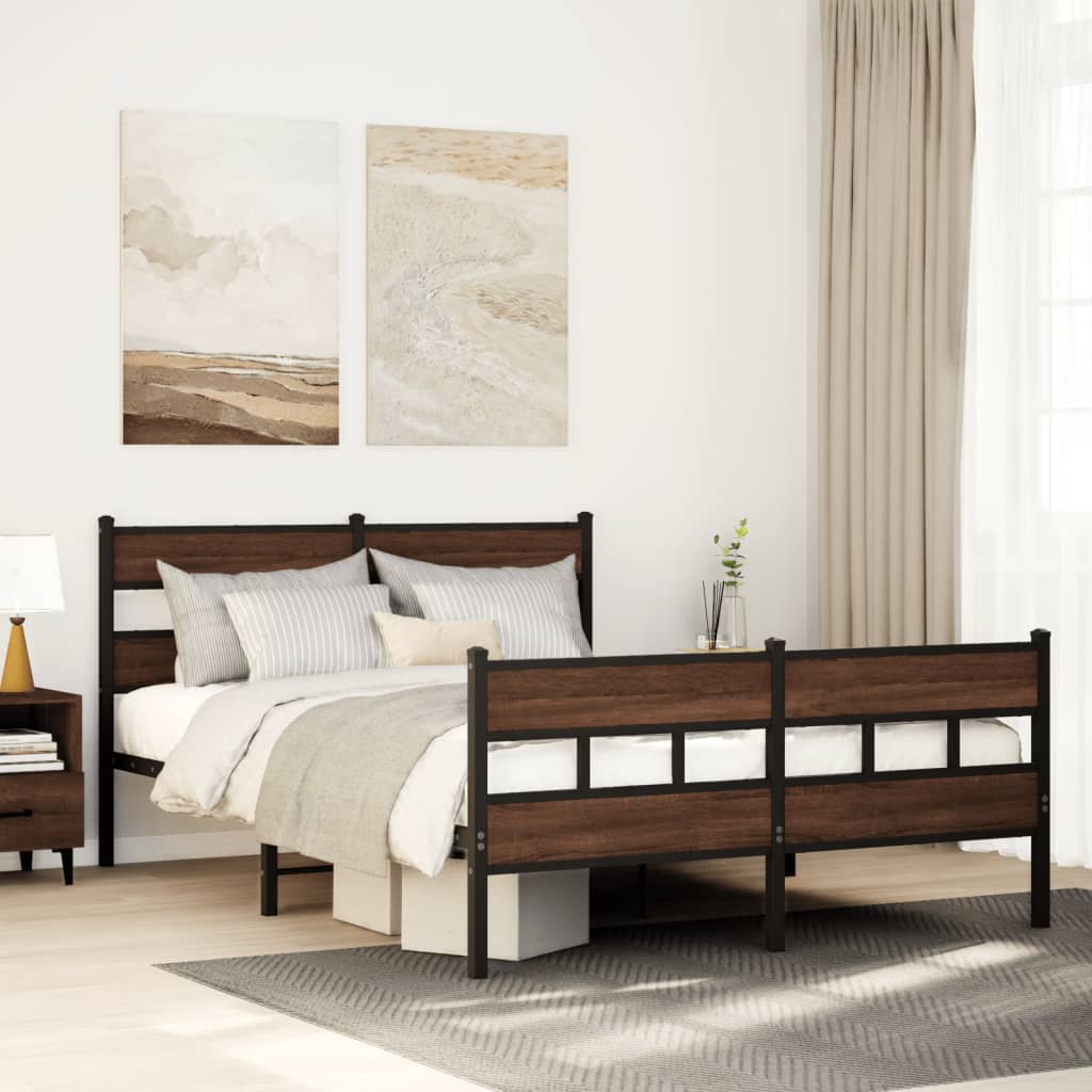 Bedframe met hoofdbord en voetbord zonder matras 137x190 cm is nu te koop bij PeponiXL, paradijselijk wonen!