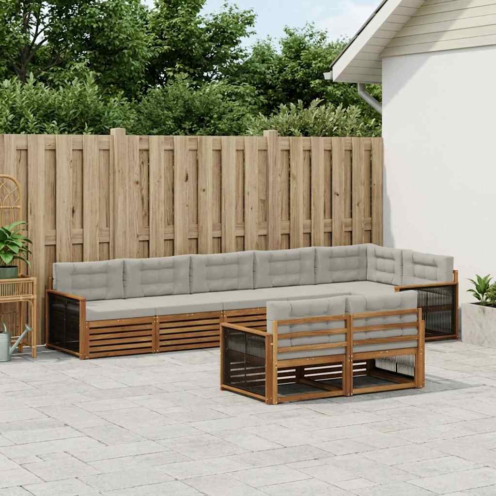 Buiten bankenset met kussen 8 pcs Naturel en lichtgrijs is nu te koop bij PeponiXL, paradijselijk wonen!