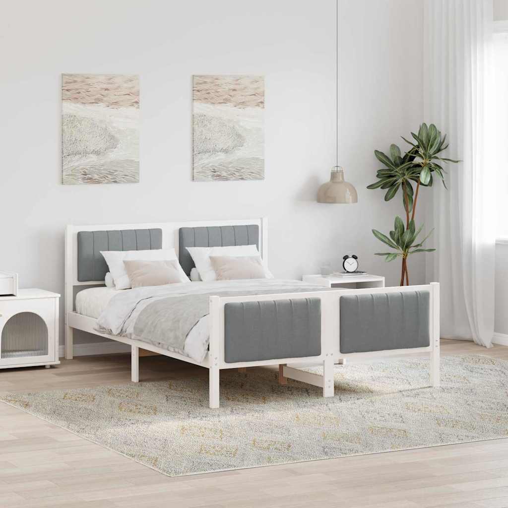 Bedframe Wit en lichtgrijs 140 x 200 cm Massief grenenhout is nu te koop bij PeponiXL, paradijselijk wonen!