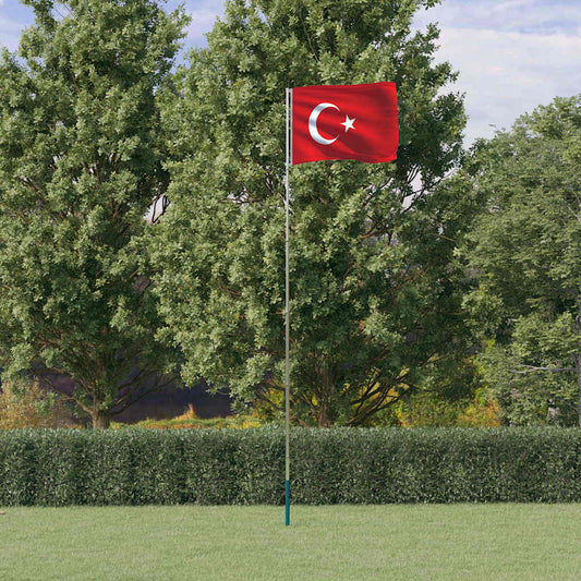 Vlag met vlaggenmast Turkije 5,5 m aluminium is nu te koop bij PeponiXL, paradijselijk wonen!