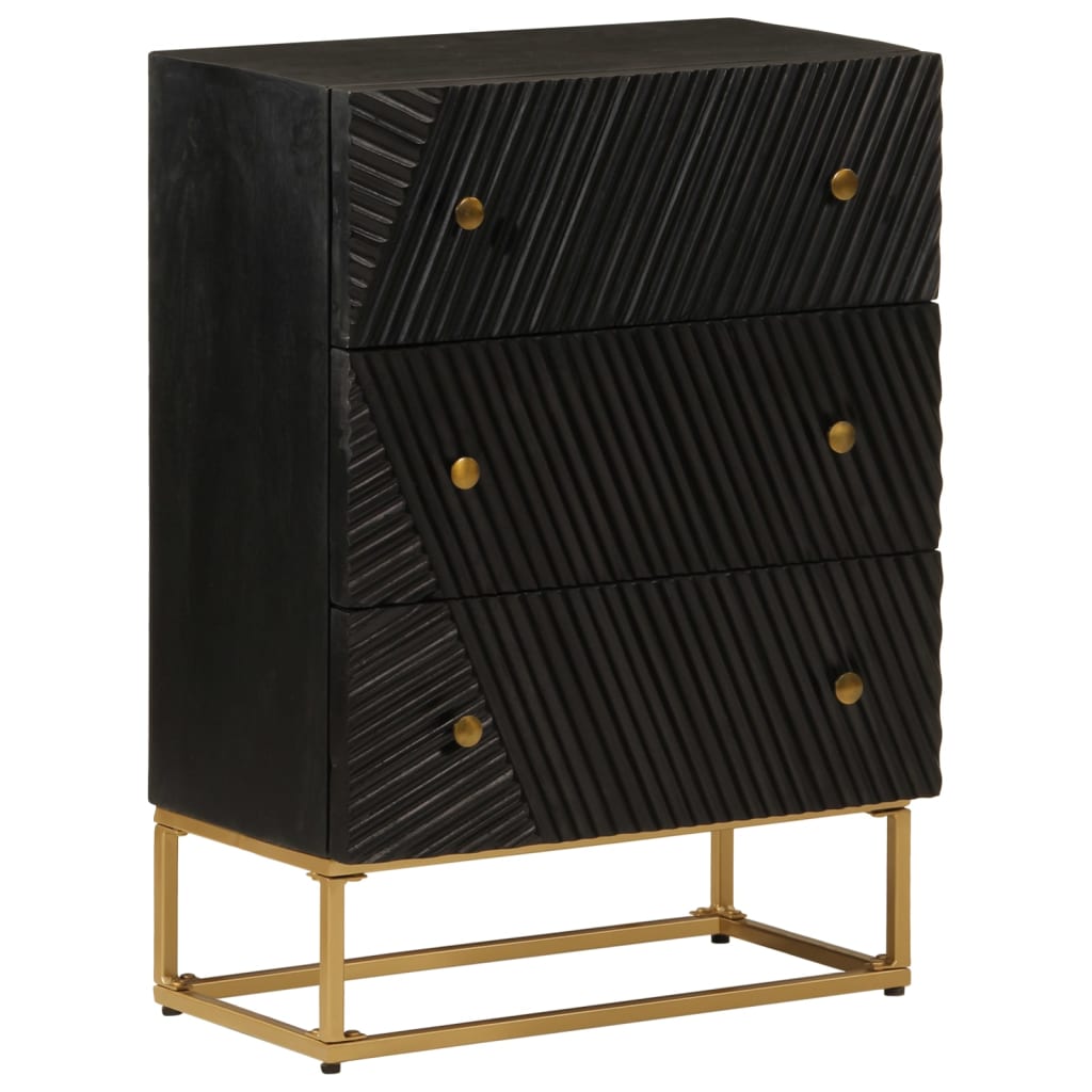 Ladekastje 55x30x76 cm massief mangohout en ijzer zwart is nu te koop bij PeponiXL, paradijselijk wonen!