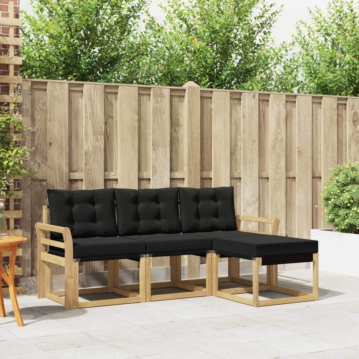 Buiten bankenset met kussen 4 pcs Wit en zwart is nu te koop bij PeponiXL, paradijselijk wonen!