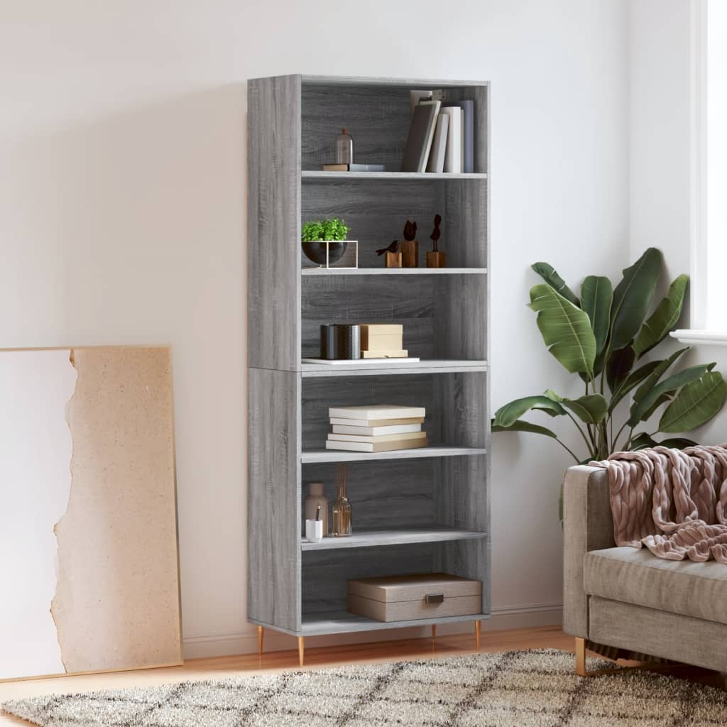 Hoge kast 69,5x32,5x180 cm bewerkt hout grijs sonoma eikenkleur is nu te koop bij PeponiXL, paradijselijk wonen!