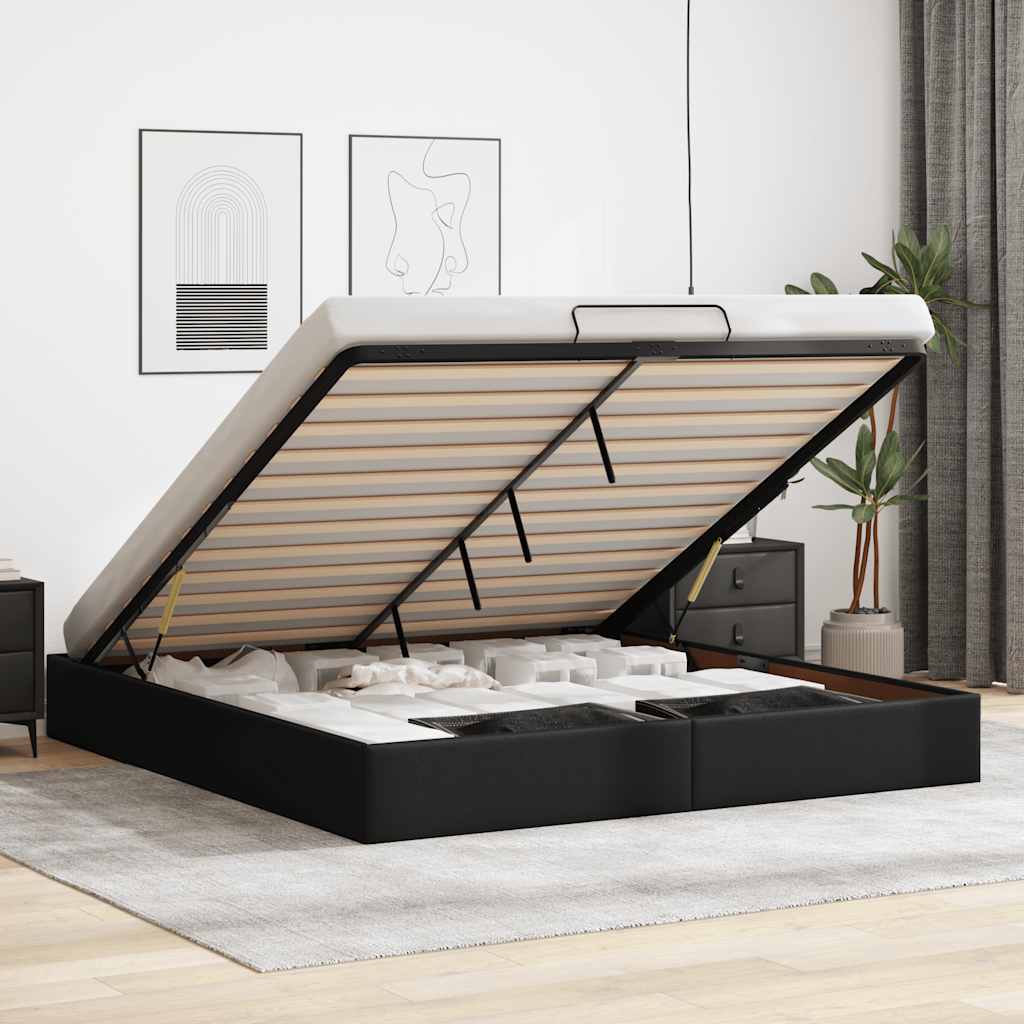 Bedframe zonder matras 200x200 cm kunstleer zwart is nu te koop bij PeponiXL, paradijselijk wonen!
