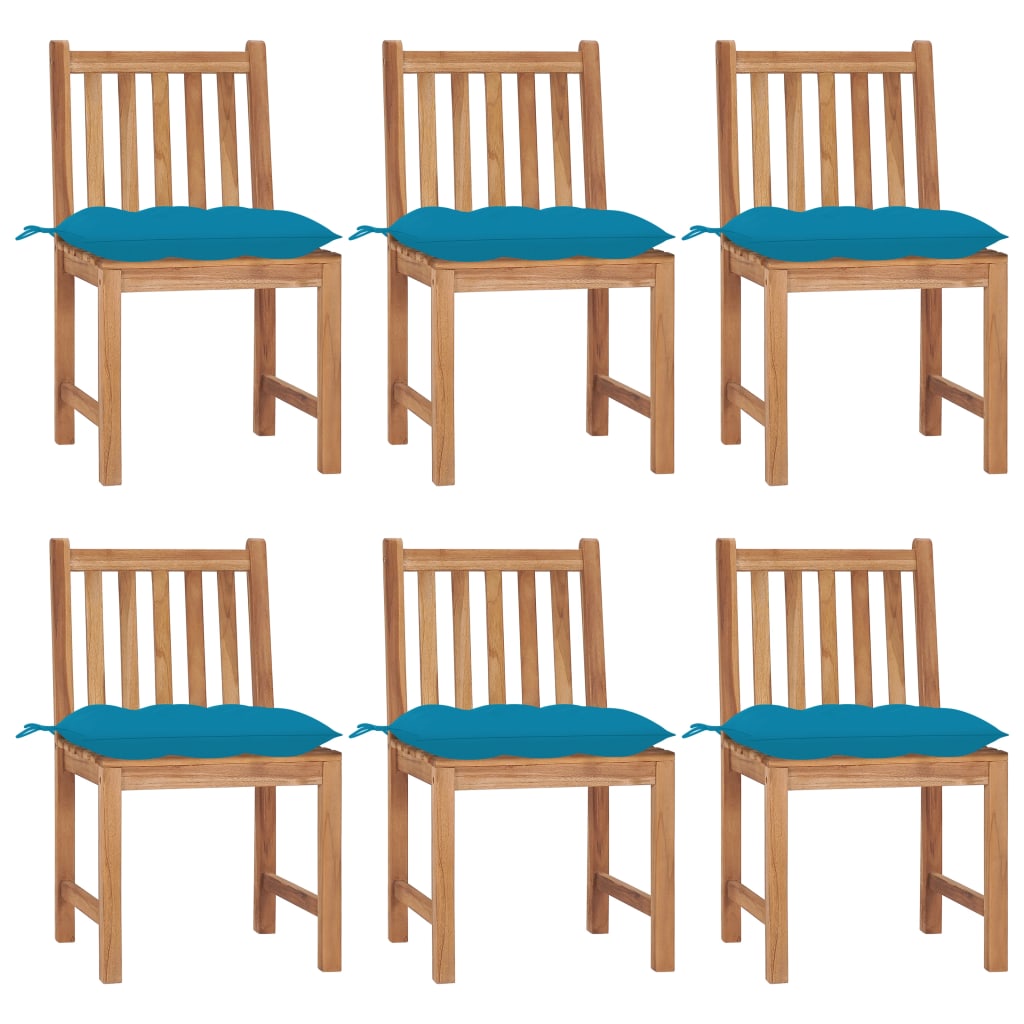 Tuinstoelen 6 st met kussens massief teakhout is nu te koop bij PeponiXL, paradijselijk wonen!