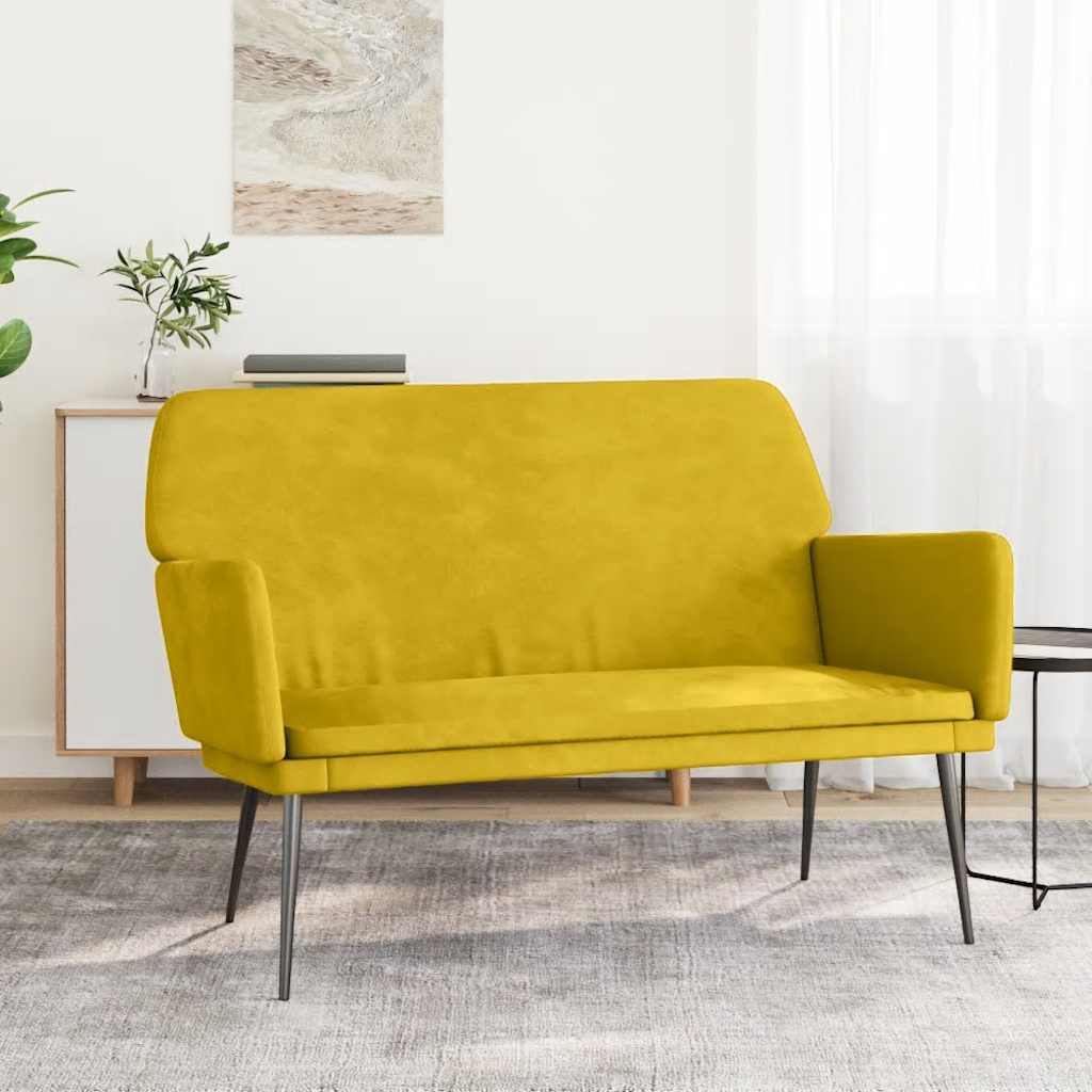 Bankje 108x79x79 cm fluweel geel is nu te koop bij PeponiXL, paradijselijk wonen!