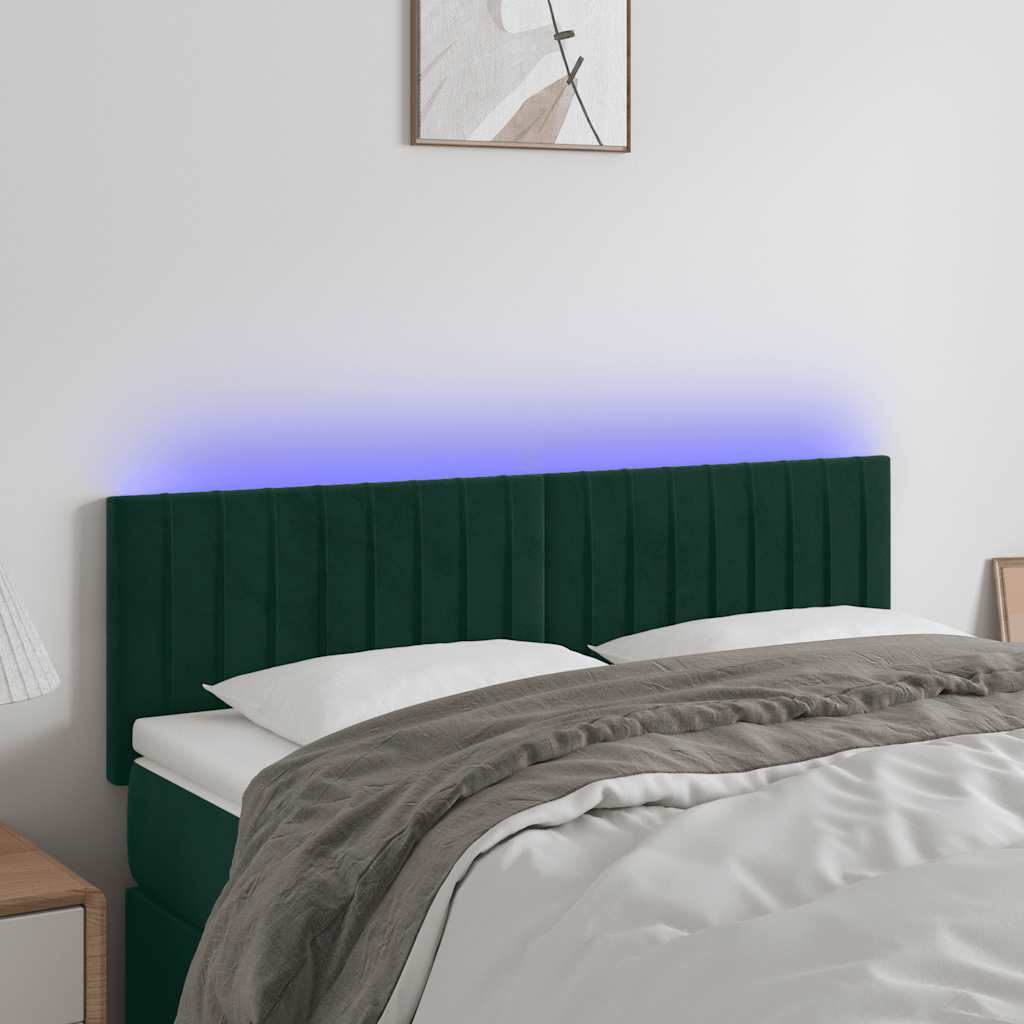 Hoofdbord LED 144x5x78/88 cm fluweel donkergroen is nu te koop bij PeponiXL, paradijselijk wonen!