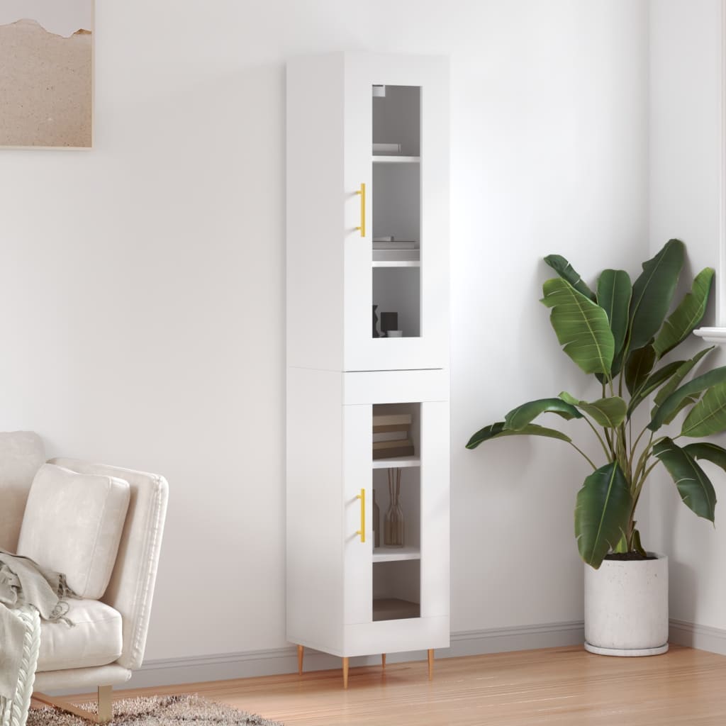 Hoge kast 34,5x34x180 cm bewerkt hout wit is nu te koop bij PeponiXL, paradijselijk wonen!
