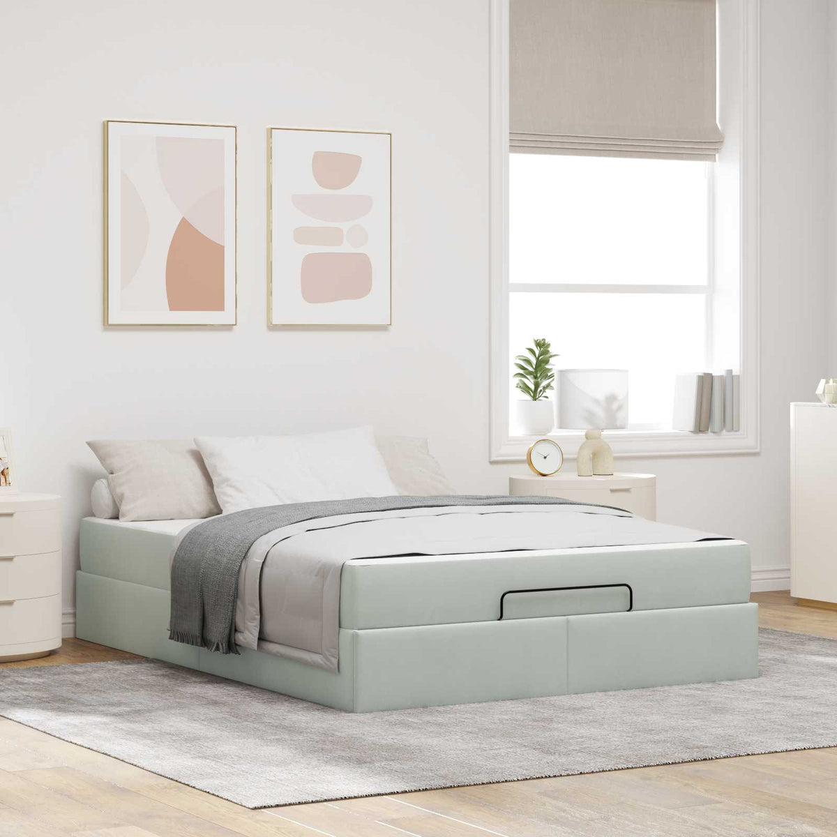 Bedframe met matras 2 pcs Lichtgrijs Fluweel is nu te koop bij PeponiXL, paradijselijk wonen!