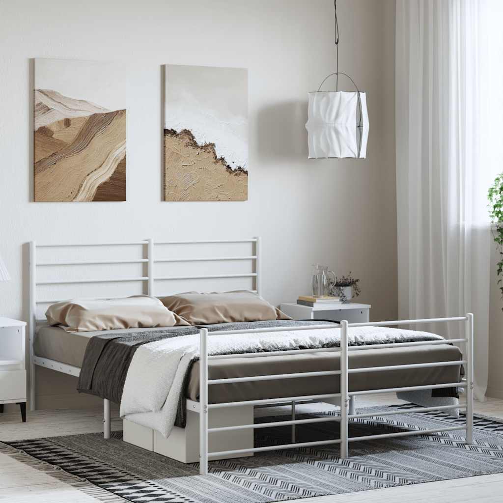 Bedframe met hoofd- en voeteneinde metaal wit 150x200 cm is nu te koop bij PeponiXL, paradijselijk wonen!