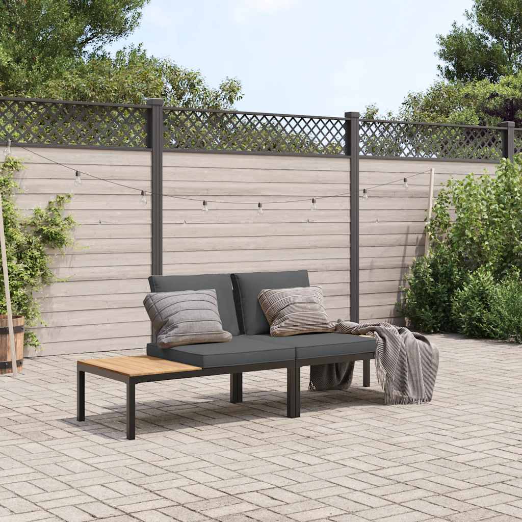 2-delige Loungeset met kussens aluminium zwart is nu te koop bij PeponiXL, paradijselijk wonen!